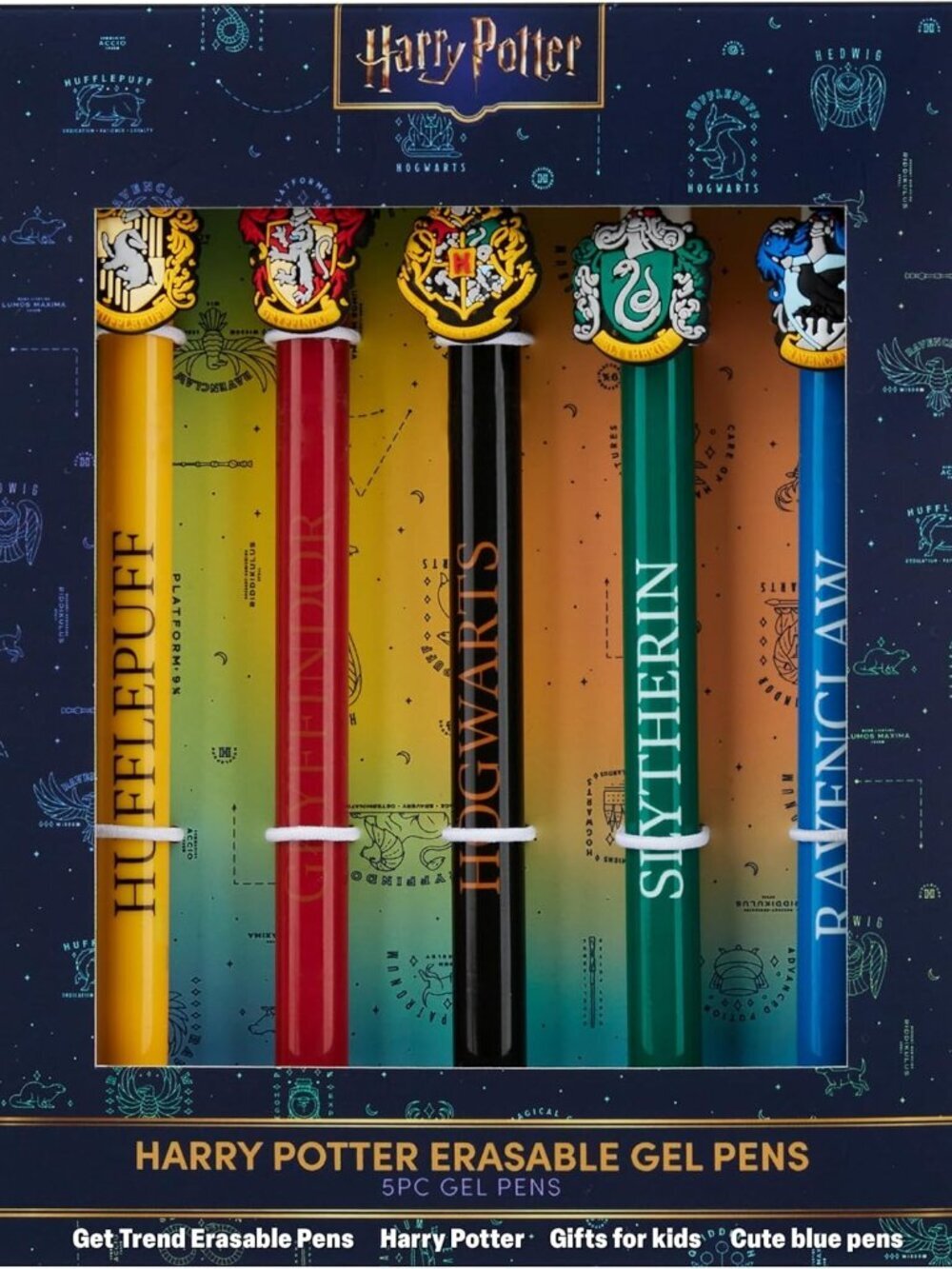 Get Trend Harry Potter 5Pc Erasable Gel Ink Pens Blue Kawaii Stationery Set